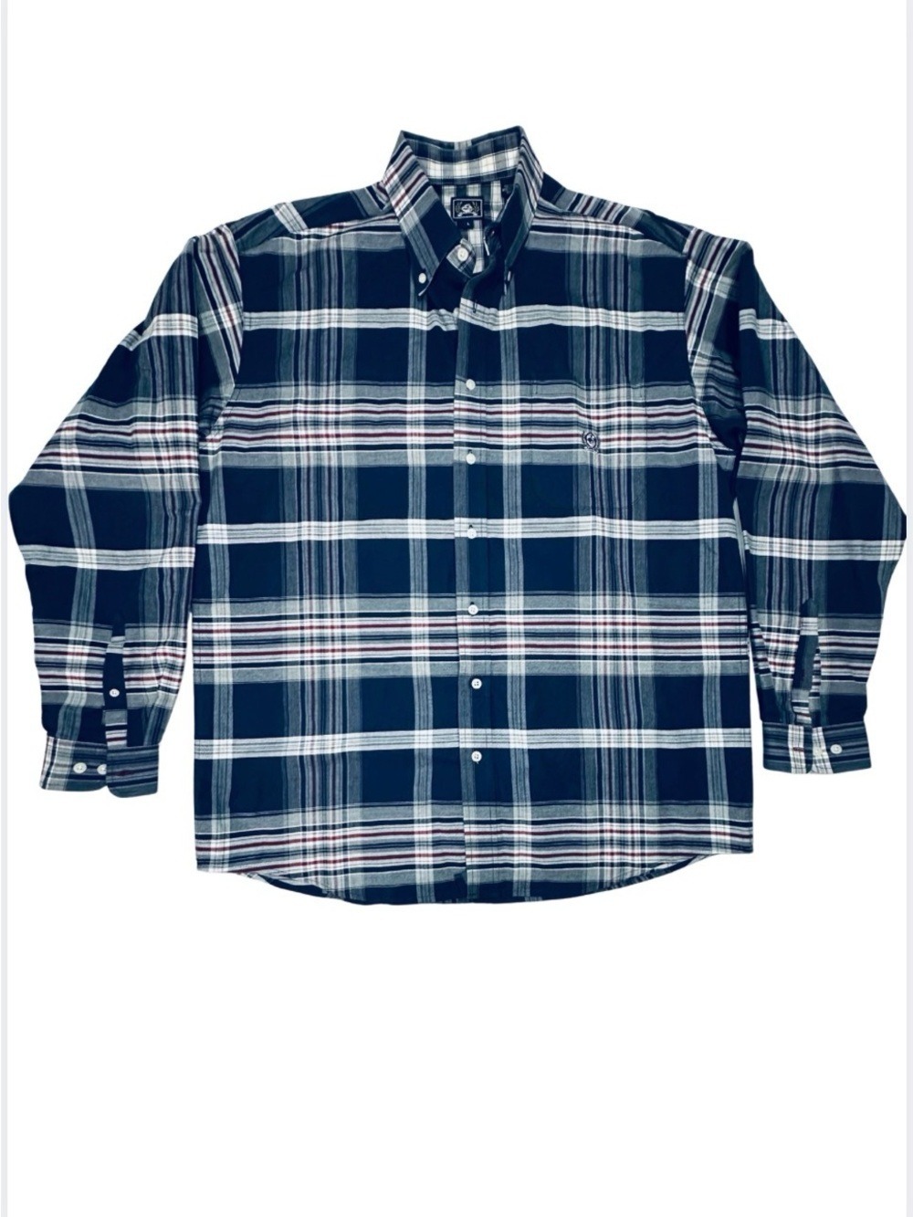 Cinch Mens L Blue Plaid Western Button Down Shirt 100% Cotton
